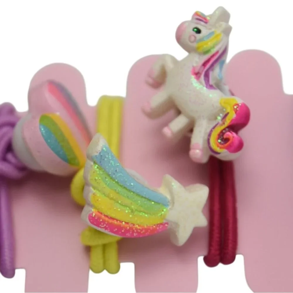 Claires Elastic Hair Tie Set Unicorn Rainbow Heart Ice Cream Donut Frappe